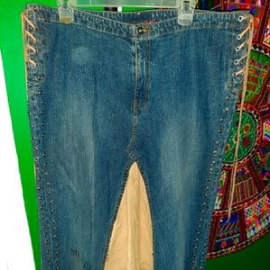 Denim and suede skirt